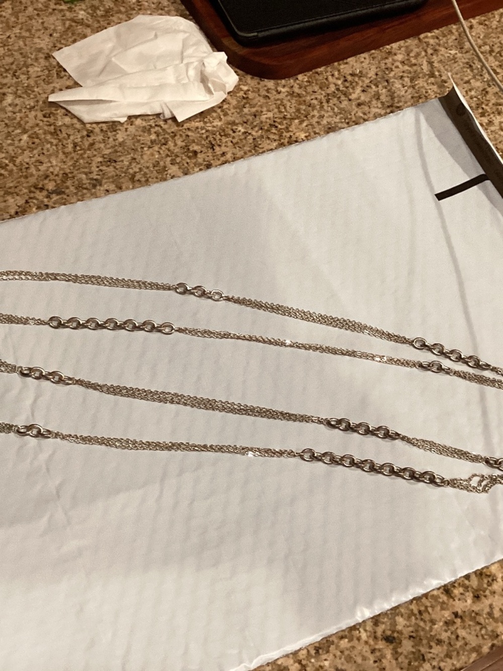 Silver double chain necklace